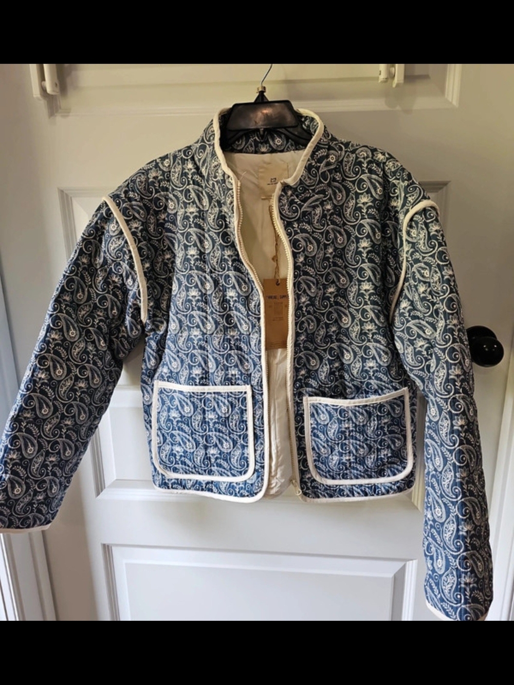 Quilted Paisley Jacket with White Trim